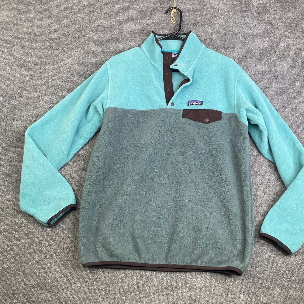 Patagonia Synchilla Snap-T Fleece Pullover Teal Grey Womens Large STY25455 FA16